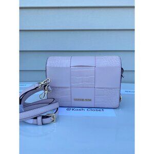 Michael Kors crossbody mercer small convertible clutch purse powder blush
